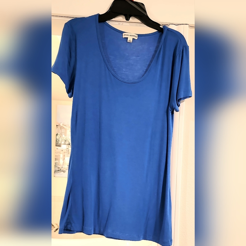 Zenana Blue Scoop Neck Tee